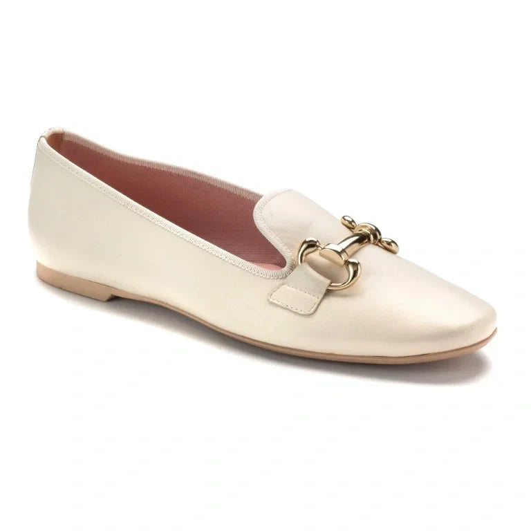 48895 - Beige Soft Leather Flat Loafer for Teen/Women by Pretty Ballerinas