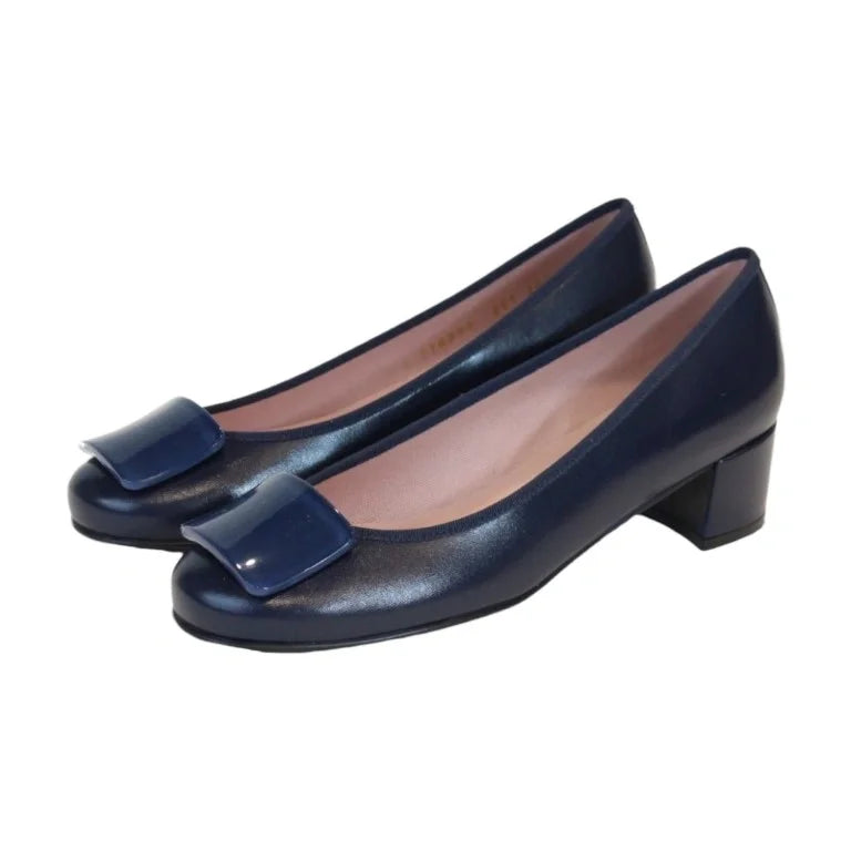 48901 - Navy Soft Leather Heel for Teen/Women by Pretty Ballerinas