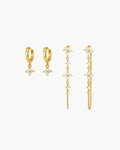 Gold Lucky Clover Earrings Set